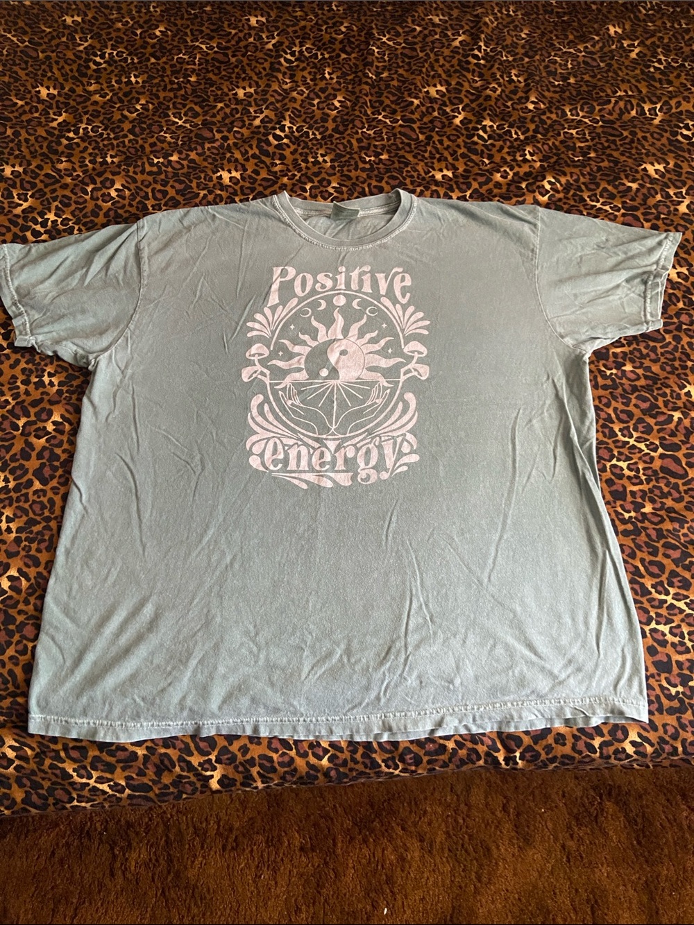 Comfort Colors Light Sage Green "Positive Energy" Graphic Tee